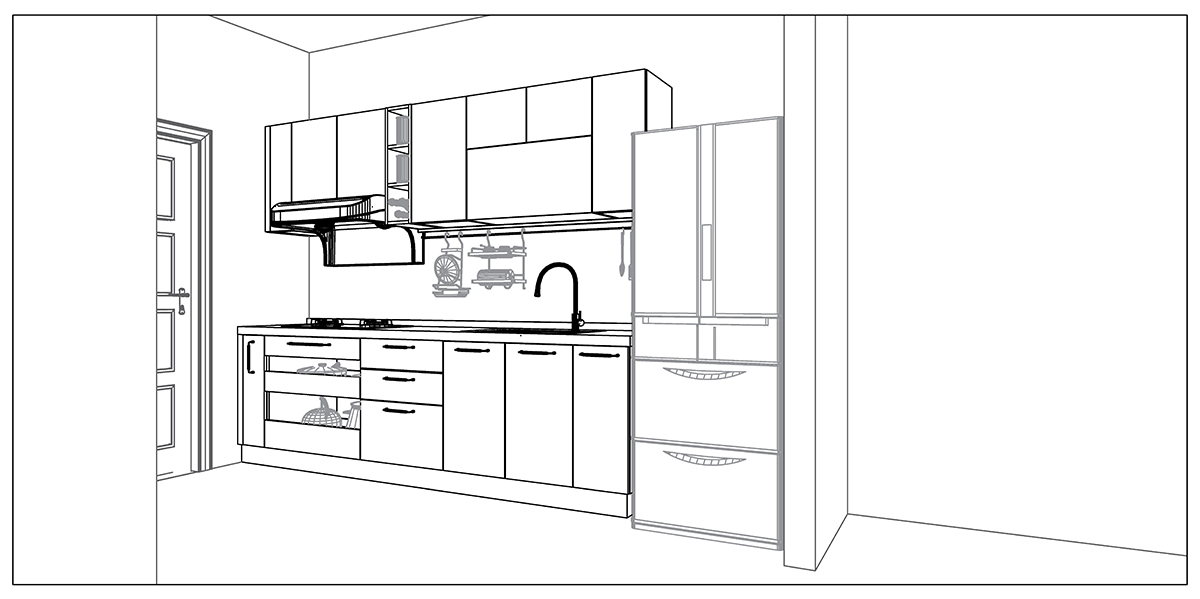 廚房格局 | 一字型：小廚房大空間